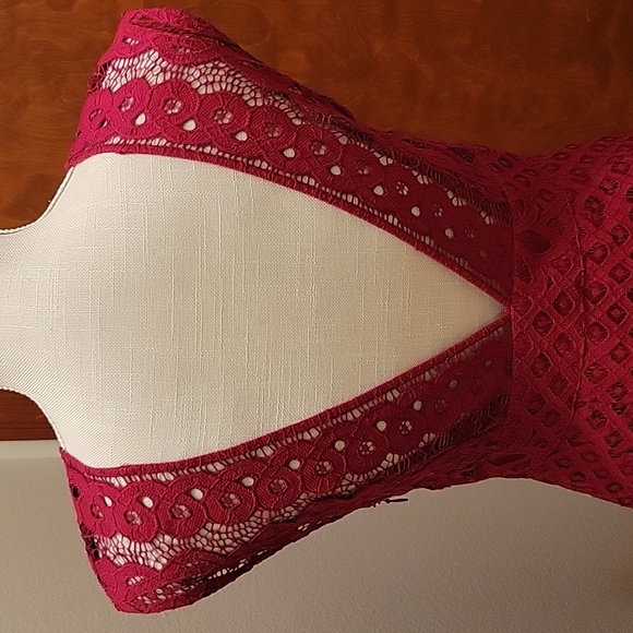 FREE PEOPLE One Million Lace Lover V-neck Dress in Burgandy - size 6 - Picture 8 of 16